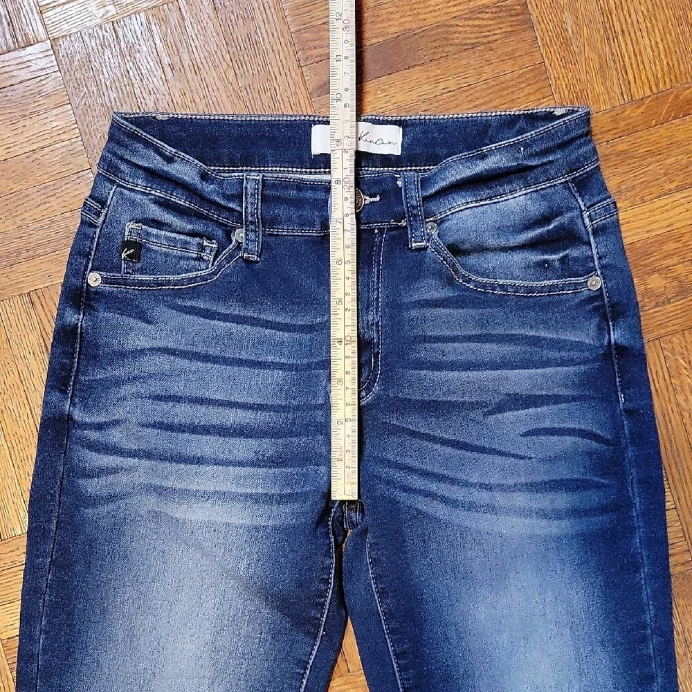 KanCan Bermuda Shorts Dark Wash Whiskering Size 25